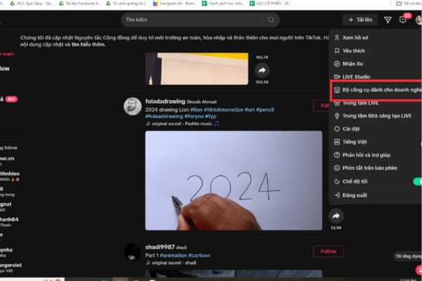 Hướng dẫn truy cập TikTok Analytics