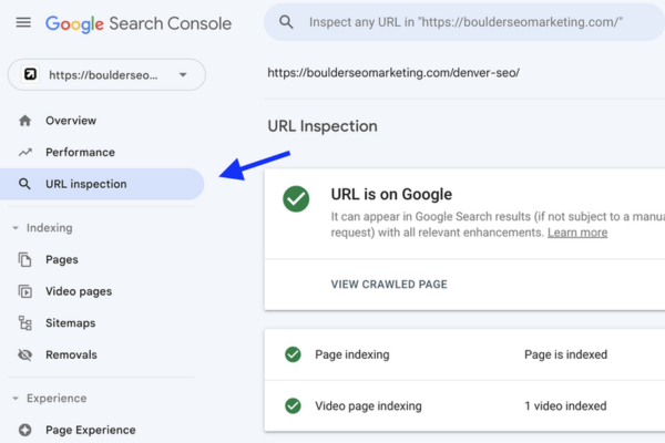 URL Inspection trong Google Search Console
