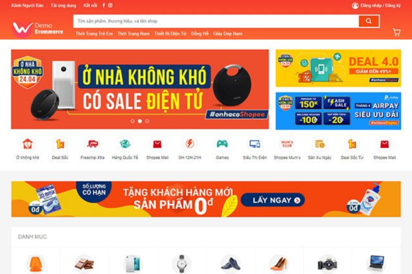 Giao diện Shopee với ưu đãi nổi bật.