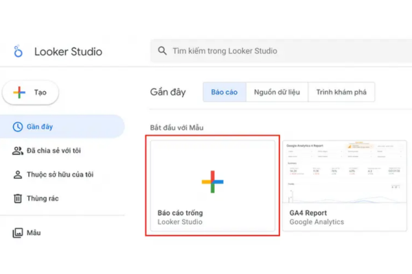 Cách tạo báo cáo trống trong Looker Studio
